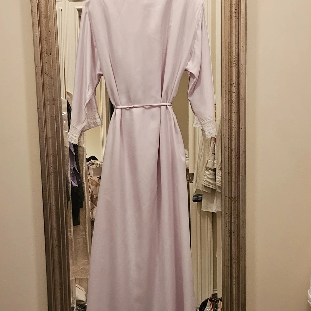 VNTG Dior Soft Pink Lace-Accented Long Robe - Picture 2 of 9